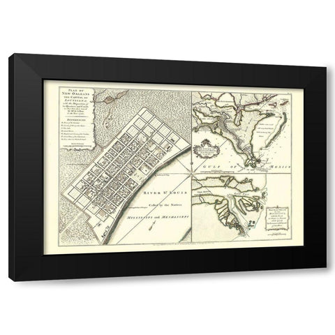 New Orleans Louisiana - Jefferys 1759 Black Modern Wood Framed Art Print by Jefferys