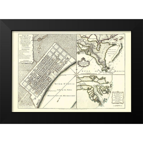 New Orleans Louisiana - Jefferys 1759 Black Modern Wood Framed Art Print by Jefferys