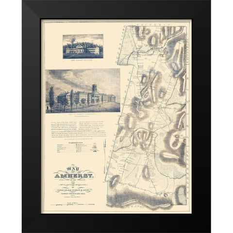 Amherst Massachusetts Landowner - Gray 1833 Black Modern Wood Framed Art Print by Gray