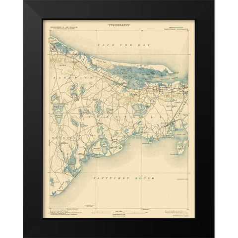 Barnstable Massachusetts Quad - USGS 1893 Black Modern Wood Framed Art Print by USGS