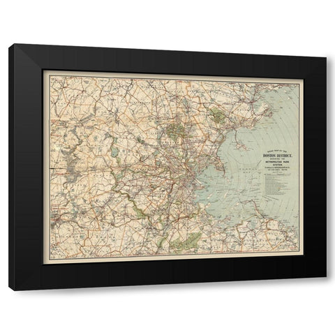 Boston Massachusetts - Walker 1905 Black Modern Wood Framed Art Print with Double Matting by Walker