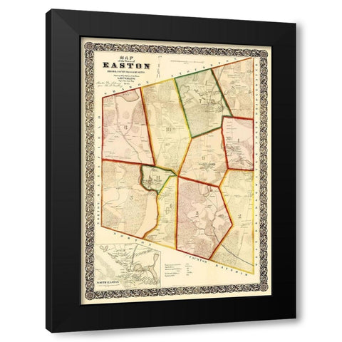 Easton Massachusetts - Mayer 1856 Black Modern Wood Framed Art Print with Double Matting by Mayer