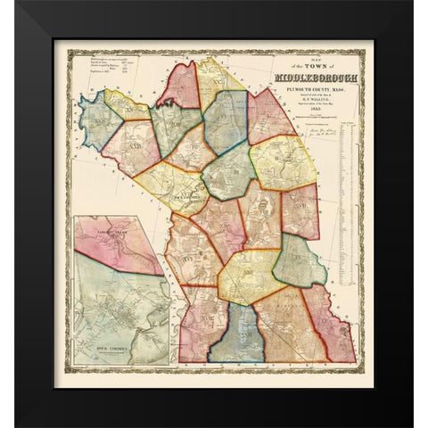 Middleborough Massachusetts - Mayer 1855 Black Modern Wood Framed Art Print by Mayer