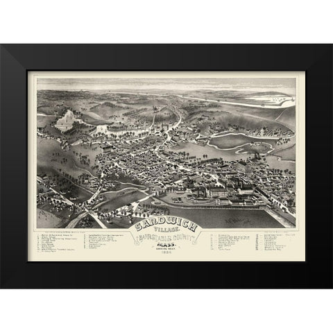 Sandwich Massachusetts - Poole 1884 Black Modern Wood Framed Art Print by Poole