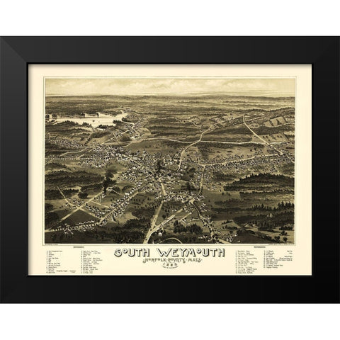 South Weymouth Massachusetts - Walker 1885 Black Modern Wood Framed Art Print by Walker