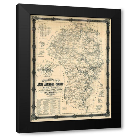 Anne Arundel Maryland Landowner - Wagner 1860 Black Modern Wood Framed Art Print with Double Matting by Wagner