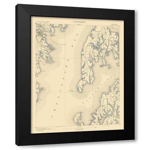 Annapolis Maryland Quad - USGS 1892 Black Modern Wood Framed Art Print with Double Matting by USGS