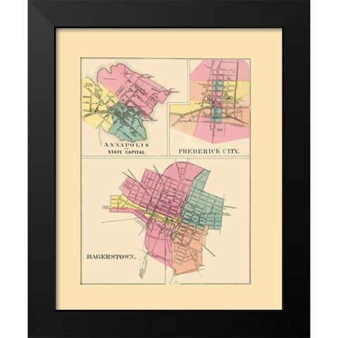 Annapolis, Frederick City, Hagerstown Maryland Black Modern Wood Framed Art Print by Stedman