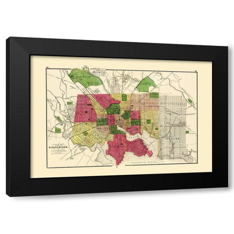 Baltimore Maryland - Stedman 1873 Black Modern Wood Framed Art Print by Stedman