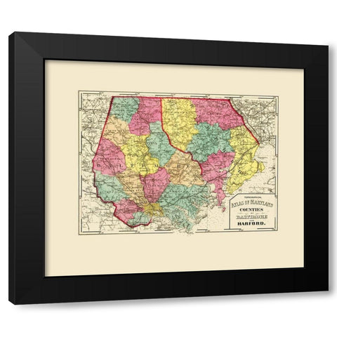 Baltimore Harford Maryland - Stedman 1873 Black Modern Wood Framed Art Print with Double Matting by Stedman