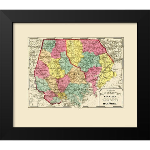 Baltimore Harford Maryland - Stedman 1873 Black Modern Wood Framed Art Print by Stedman