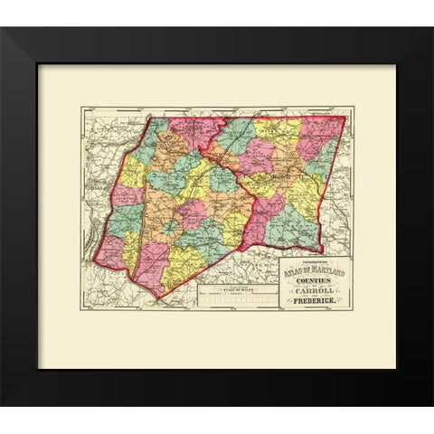 Carroll Fredrick Maryland - Stedman 1873 Black Modern Wood Framed Art Print by Stedman