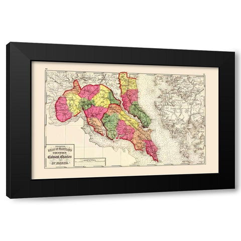 Calvert Charles St Marys Maryland - Stedman 1873 Black Modern Wood Framed Art Print with Double Matting by Stedman