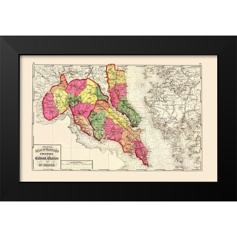 Calvert Charles St Marys Maryland - Stedman 1873 Black Modern Wood Framed Art Print by Stedman