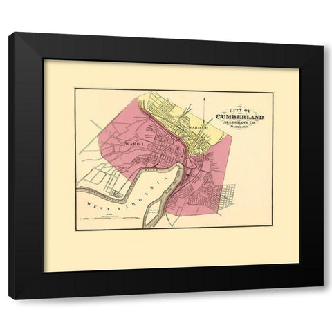 Cumberland Maryland - Stedman 1873 Black Modern Wood Framed Art Print with Double Matting by Stedman