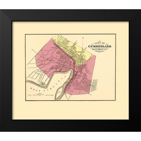 Cumberland Maryland - Stedman 1873 Black Modern Wood Framed Art Print by Stedman