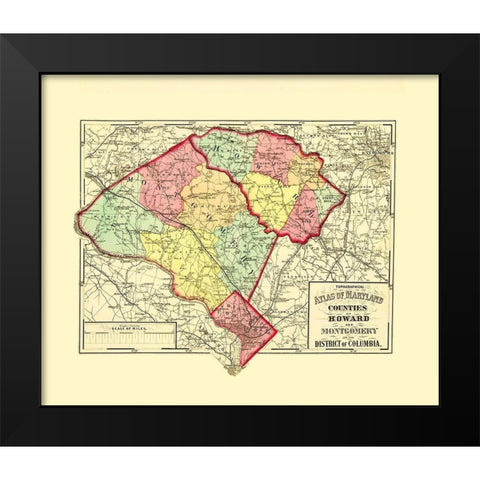 Howard Montgomery Counties Maryland - Gray 1873 Black Modern Wood Framed Art Print by Gray
