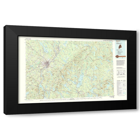 Bangor Maine Quad - USGS 1994 Black Modern Wood Framed Art Print by USGS