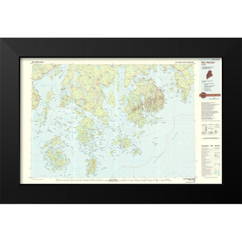 Bar Harbor Maine Quad - USGS 1985 Black Modern Wood Framed Art Print by USGS