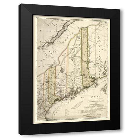 Maine - Bohn 1798 Black Modern Wood Framed Art Print by Bohn