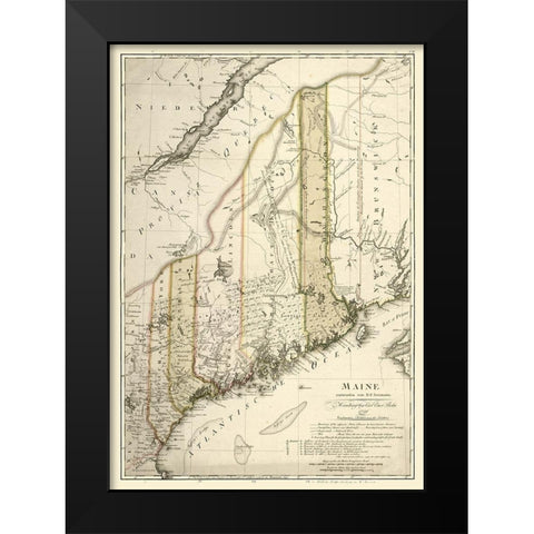Maine - Bohn 1798 Black Modern Wood Framed Art Print by Bohn