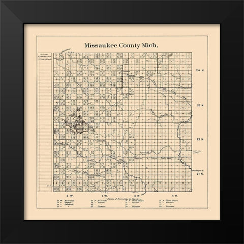 Missaukee County Michigan - Frost 1898 Black Modern Wood Framed Art Print by Frost