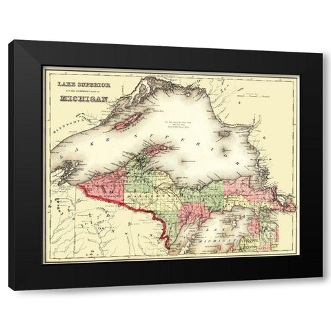 Lake Superior, North Michigan - Gray 1873 Black Modern Wood Framed Art Print with Double Matting by Gray