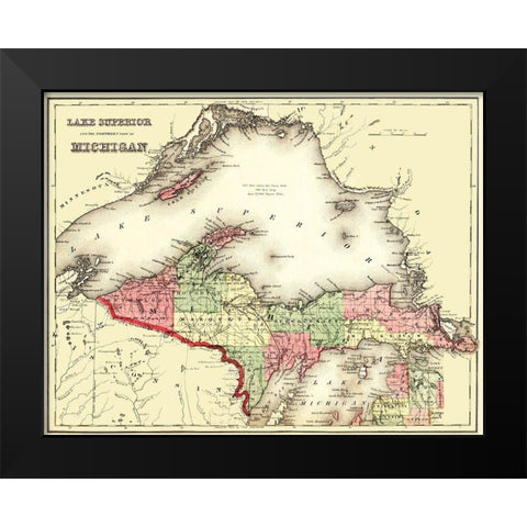Lake Superior, North Michigan - Gray 1873 Black Modern Wood Framed Art Print by Gray