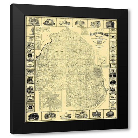 Hennepin Minnesota Landowner - Wright 1874 Black Modern Wood Framed Art Print by Wright