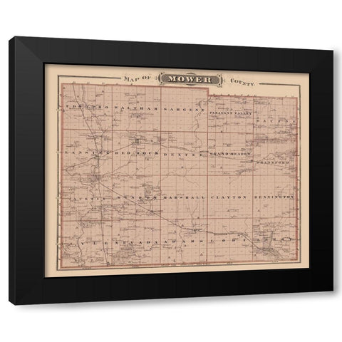 Mower Minnesota Landowner - Andreas 1874 Black Modern Wood Framed Art Print by Andreas