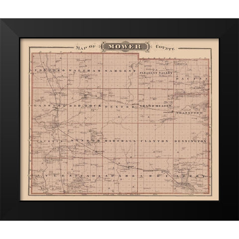 Mower Minnesota Landowner - Andreas 1874 Black Modern Wood Framed Art Print by Andreas