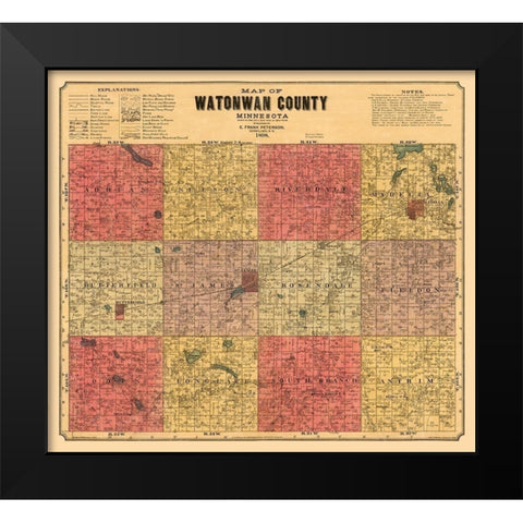 Watonwan County Minnesota - Peterson 1898 Black Modern Wood Framed Art Print by Peterson