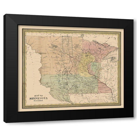 Minnesota - Coperthwait 1852 Black Modern Wood Framed Art Print with Double Matting by Cowperthwait