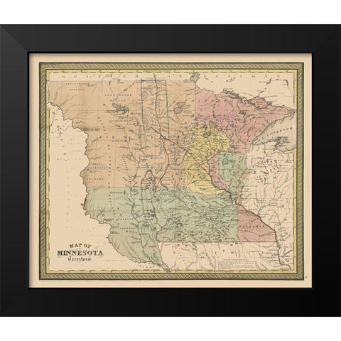 Minnesota - Coperthwait 1852 Black Modern Wood Framed Art Print by Cowperthwait