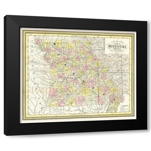 Missouri - Cowperthwait 1850 Black Modern Wood Framed Art Print by Cowperthwait