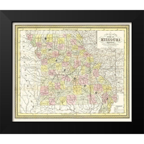 Missouri - Cowperthwait 1850 Black Modern Wood Framed Art Print by Cowperthwait