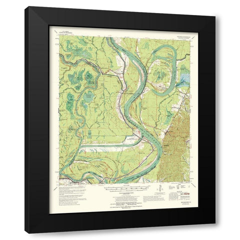 Artonish Mississippi Quad - USGS 1967 Black Modern Wood Framed Art Print with Double Matting by USGS