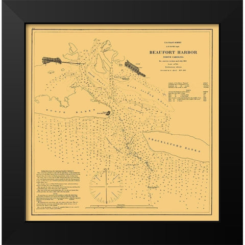 Beaufort Harbor - Krebs 1864 Black Modern Wood Framed Art Print by Krebs
