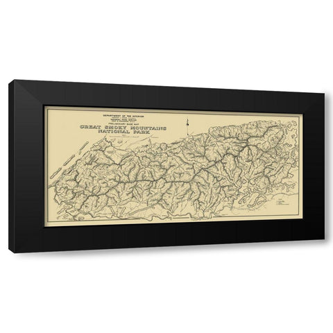 Great Smoky Mts Natl Park, Preliminary 1934 Black Modern Wood Framed Art Print with Double Matting by USPS