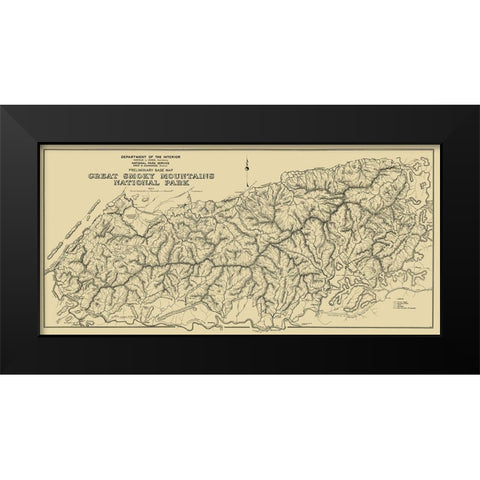 Great Smoky Mts Natl Park, Preliminary 1934 Black Modern Wood Framed Art Print by USPS