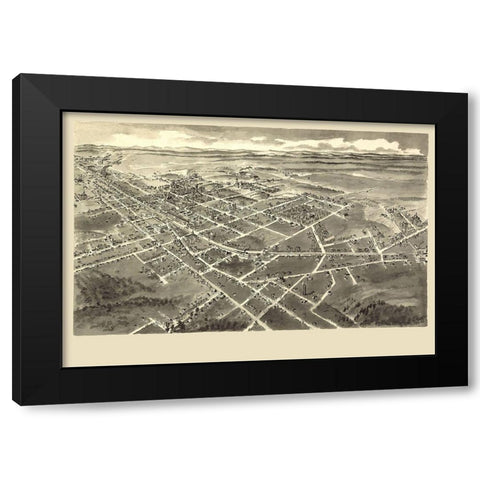 Hickory North Carolina - Downs 1907 Black Modern Wood Framed Art Print with Double Matting by Downs