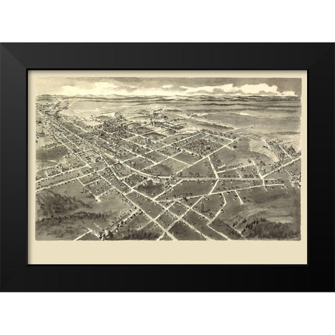 Hickory North Carolina - Downs 1907 Black Modern Wood Framed Art Print by Downs