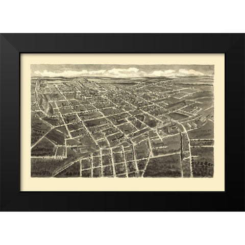 Statesville North Carolina - Downs 1907 Black Modern Wood Framed Art Print by Downs
