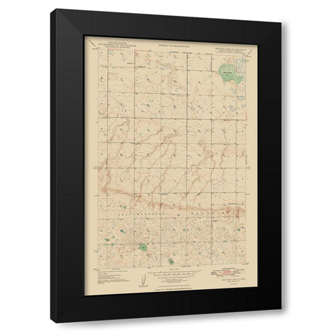 Beaver Lake North Dakota Quad - USGS 1948 Black Modern Wood Framed Art Print by USGS