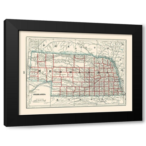 Nebraska - Rathbun 1893 Black Modern Wood Framed Art Print by Rathbun