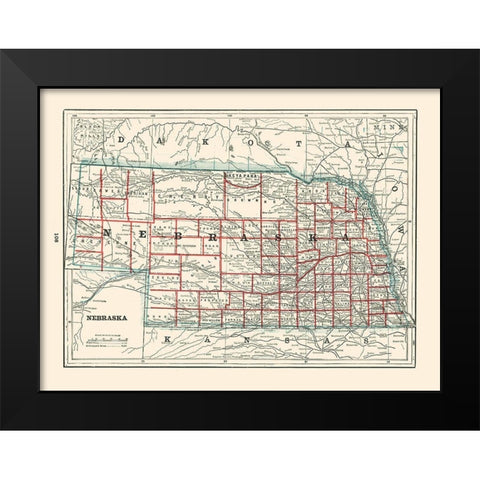 Nebraska - Rathbun 1893 Black Modern Wood Framed Art Print by Rathbun
