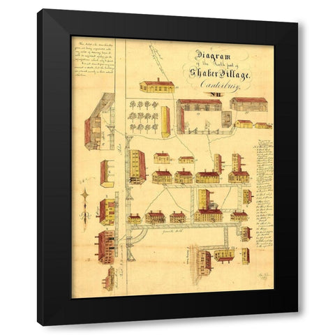 Canterbury New Hampshire - Foster 1849 Black Modern Wood Framed Art Print with Double Matting by Foster