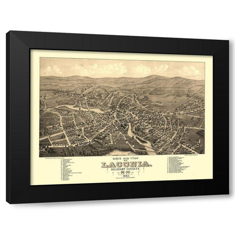 Laconia New Hampshire - Poole 1883 Black Modern Wood Framed Art Print with Double Matting by Poole