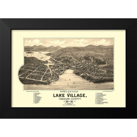 Lake Village New Hampshire - Poole 1883 Black Modern Wood Framed Art Print by Poole