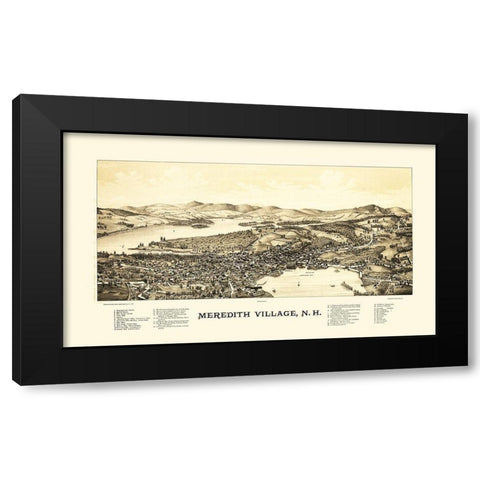 Meredith Village New Hampshire - Norris 1889 Black Modern Wood Framed Art Print by Norris